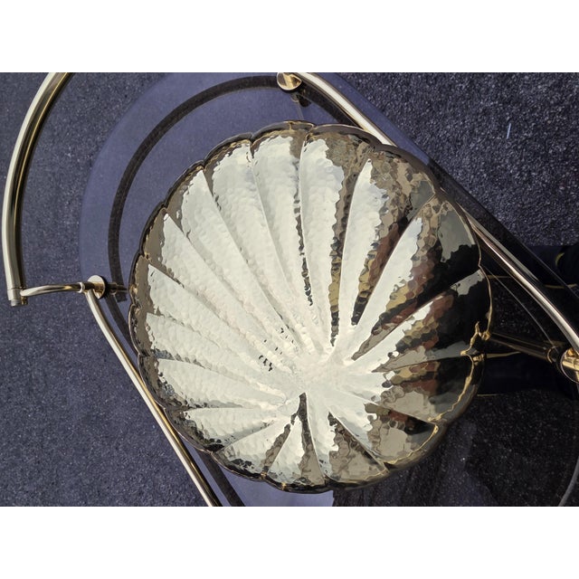 1950s Hand-Embossed Shell Tray in Hammered Brass with Drawers, Florence, 1950s For Sale - Image 5 of 9