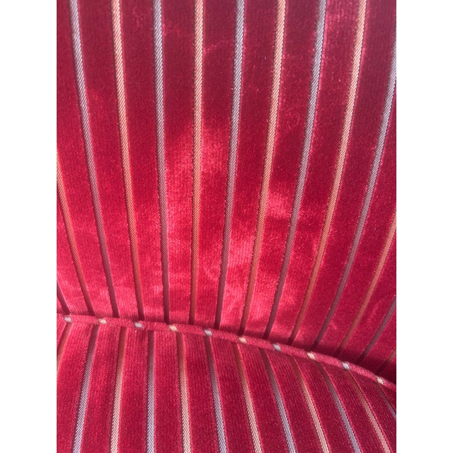 1960s Vintage Cherry- Red Channeled Velvet Banan Sofa For Sale - Image 5 of 6