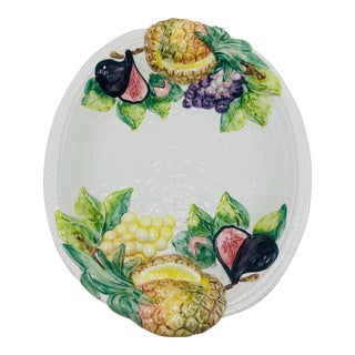 Large Hand Painted Ceramic Tray For Sale