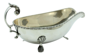 Silver Sauce Boat and Plate with Friezes and Applications