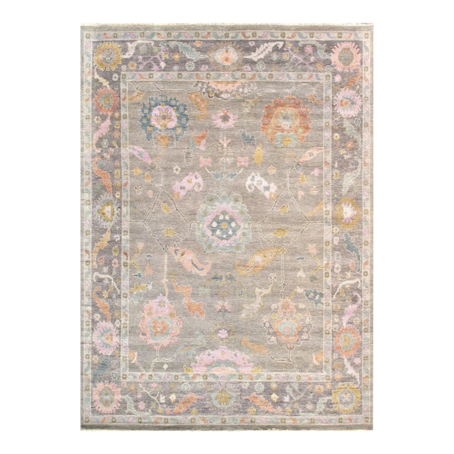 Pasargad Home Oushak Silver Wool Area Rug- 9'11'' X 13' 9'' For Sale