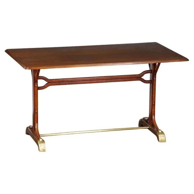 Large French Rectangular Bistro or Pub Table With Brass Accents For Sale - Image 13 of 13