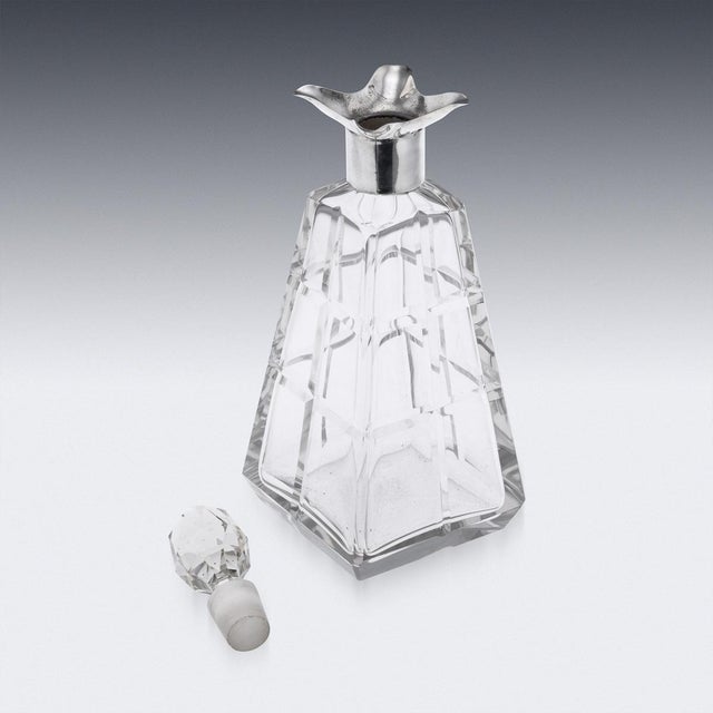 Antique English Silver and Cut Glass Decanter by Asprey, 1911 For Sale - Image 3 of 13