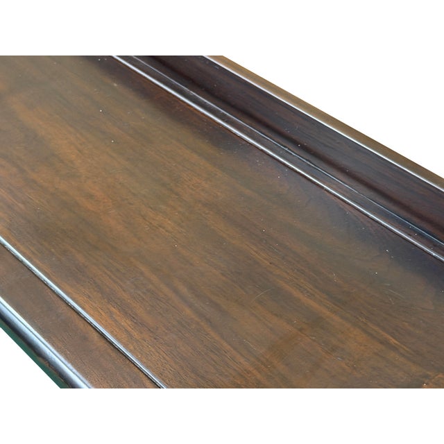 Natural Wood Dark Brown Minimalistic Slim Legs Console Foyer Side Table For Sale - Image 13 of 14
