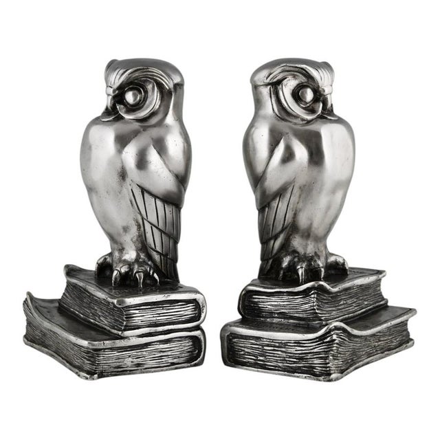 Art Deco Bronze Owl Bookends by Marcel Bouraine, 1925, Set of 2 For Sale - Image 13 of 13