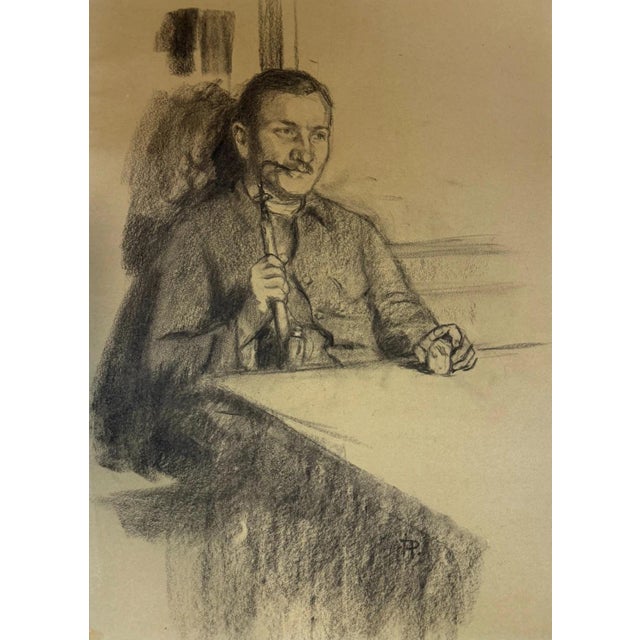 Heinrich Pforr, Pipe Smoker Man at the Table, 1920s, Pencil For Sale - Image 12 of 12