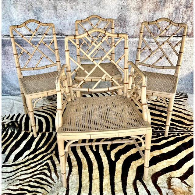 Set of Four Chinese Chippendale Faux Bamboo Chairs For Sale - Image 10 of 12