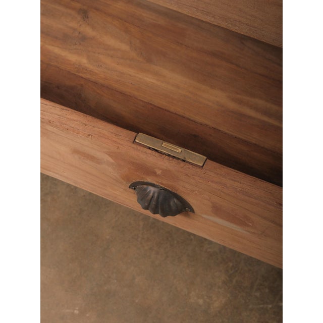 Late 20th Century Late 20th Century Indian Teak Glass Front Almirah Cabinet With Drawers and Interior Shelving For Sale - Image 5 of 7