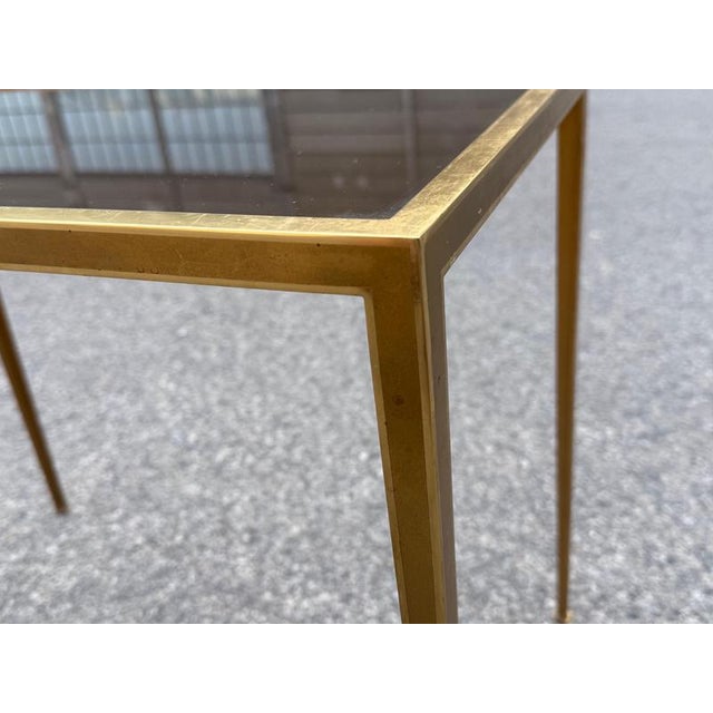 Side Table in Brass with Toned Glass, 1960s For Sale - Image 3 of 6