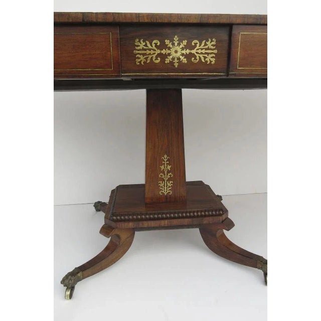 Early 19th Century English Regency Rosewood Brass Inlaid Sofa Table For Sale - Image 5 of 10