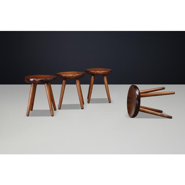 Wood Mid-Century Modern French Beech Stool, 1960s For Sale - Image 7 of 12