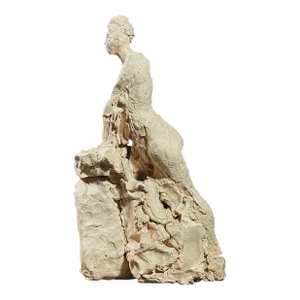 Vintage Expressionist Plaster Figurative Nude Sculpture