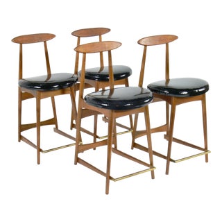 Danish Inspired Walnut Counter Stools -Set of 4 For Sale