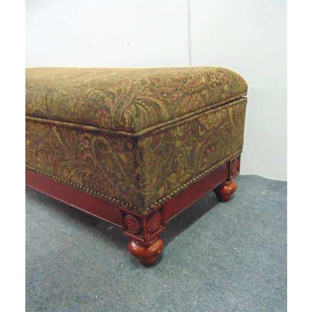 Regency Style Cherry Paisley Ottoman For Sale - Image 4 of 7