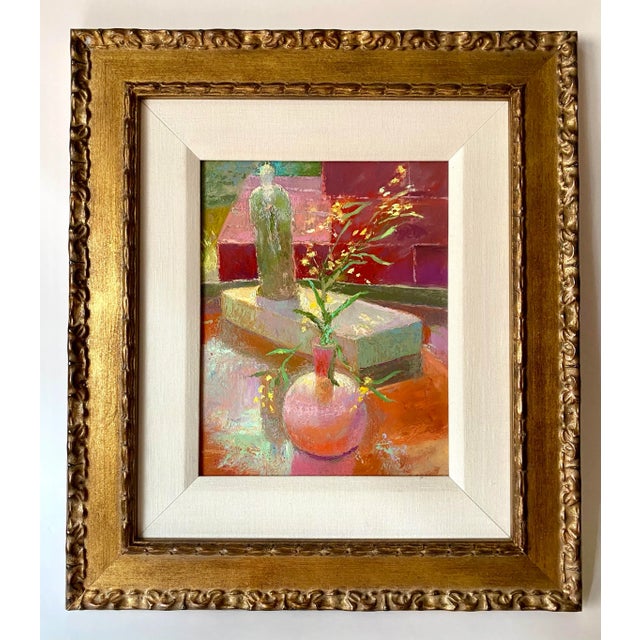 Tangerine Vintage Chinoiserie / Floral Original Oil Still Life Painting — Signed For Sale - Image 8 of 8