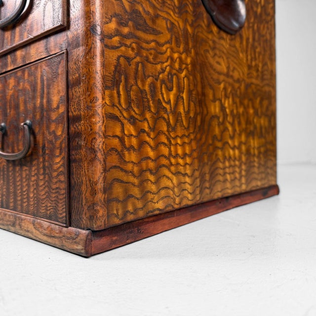 Brown Japanese Wooden Hibachi Tea Cabinet with Drawers, 1920s For Sale - Image 8 of 14