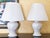 Pair of Vintage White Ceramic Ginger Jar Table Lamps With Floral Relief & Diane Shades For Sale - Image 17 of 18