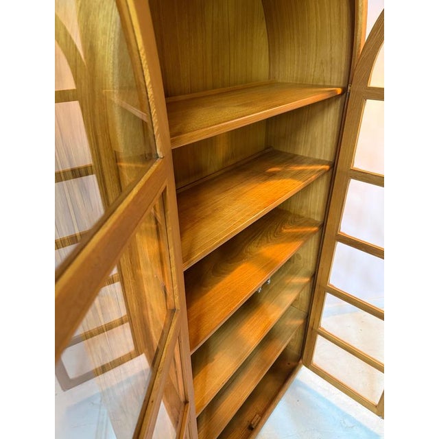 Round Arched Teak Display Case with Lighting by Dyrlund For Sale - Image 9 of 11
