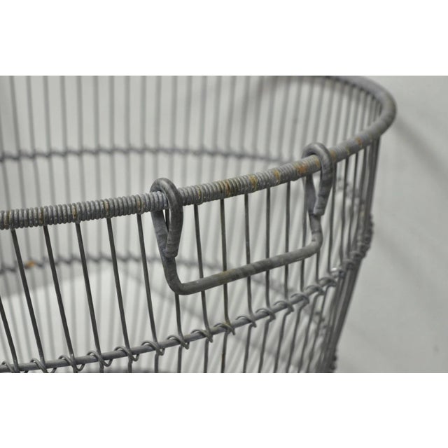 Metal Vintage Industrial Modern Large 24" Metal Wire Oyster Clam Throw Blanket Basket For Sale - Image 7 of 16