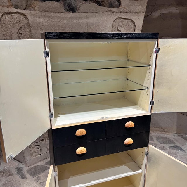 Wood 1930s Fabulous Art Deco Ebonized Tall Cabinet Dry Bar in Oak For Sale - Image 7 of 9