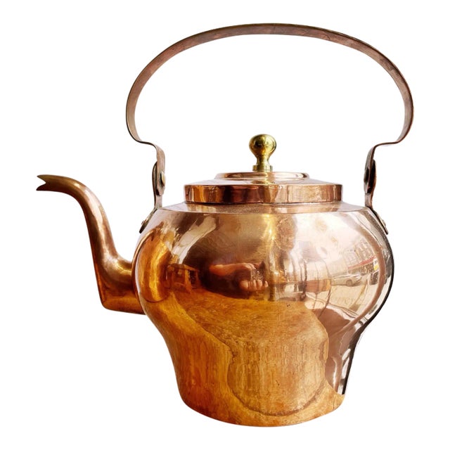 Antique French 7 Liter Copper Hotel Tea Kettle For Sale