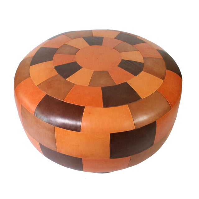 Oversized Patchwork Leather Ottoman Chairish