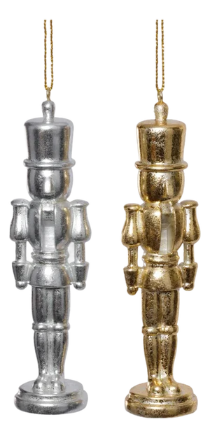 Hartwin Metallic Nutcracker Holiday Ornaments in Silver & Gold, Set of 6