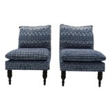 Kathy Hilton's Personal Collection- Blue and White Armless Indoor/Outdoor Chair For Sale