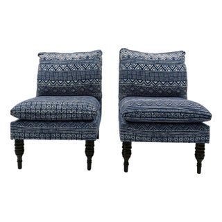 Kathy Hilton's Personal Collection- Blue and White Armless Indoor/Outdoor Chair For Sale