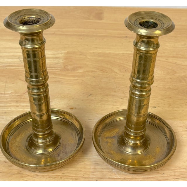 Pair of Russian Empire Brass Candlesticks with Drip Basins, circa 1790–1835 For Sale - Image 4 of 13