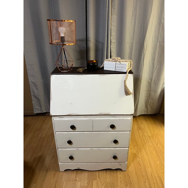Mid-20th Century Refinished Drop-Front Secretary Desk For Sale - Image 4 of 10