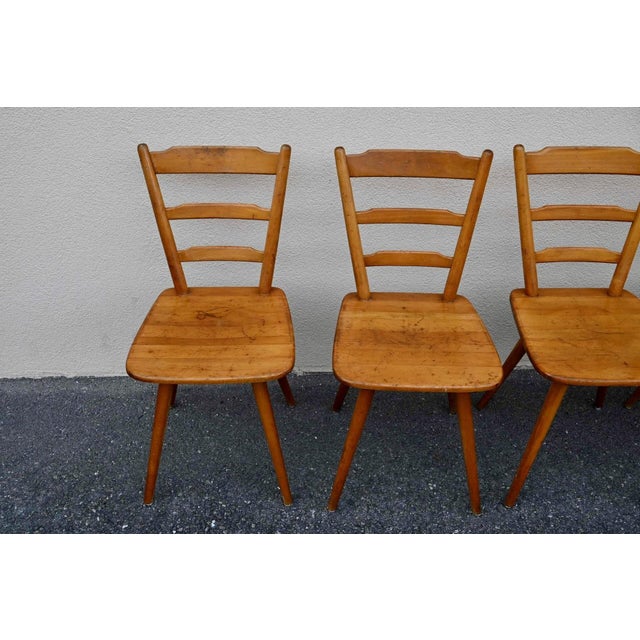 1950s Scandinavian Style Bistro Chairs in Beech Wood from Bombenstabil, 1950s, Set of 6 For Sale - Image 5 of 15