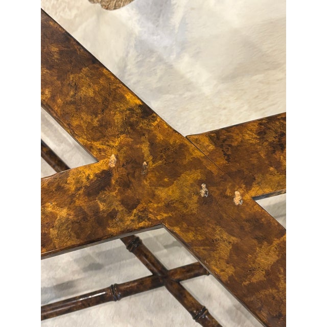 Vintage Palm Beach Style / Chinoiserie Style Faux Bamboo Faux Tortoise Tray Top Coffee Table by Baker Furniture For Sale - Image 9 of 18