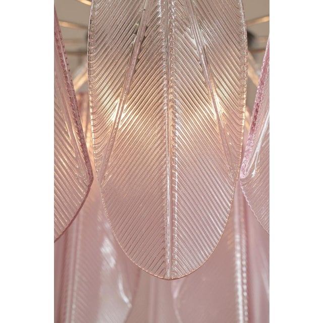 Murano Italian Murano Chandelier | Mazzega Style | 23 Pink Glass "Rondini" Elements, Late 20th Century For Sale - Image 4 of 6
