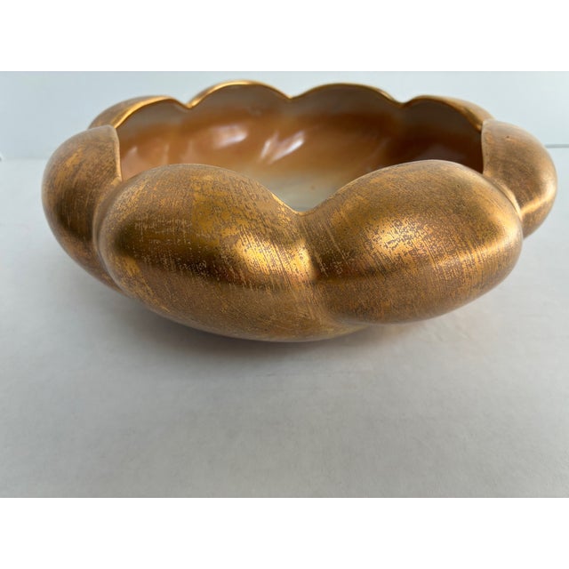 Mid 20th Century Vintage Hollywood Regency Mid Century 22 Kt Gold Leaf Scalloped Bowl For Sale - Image 5 of 9