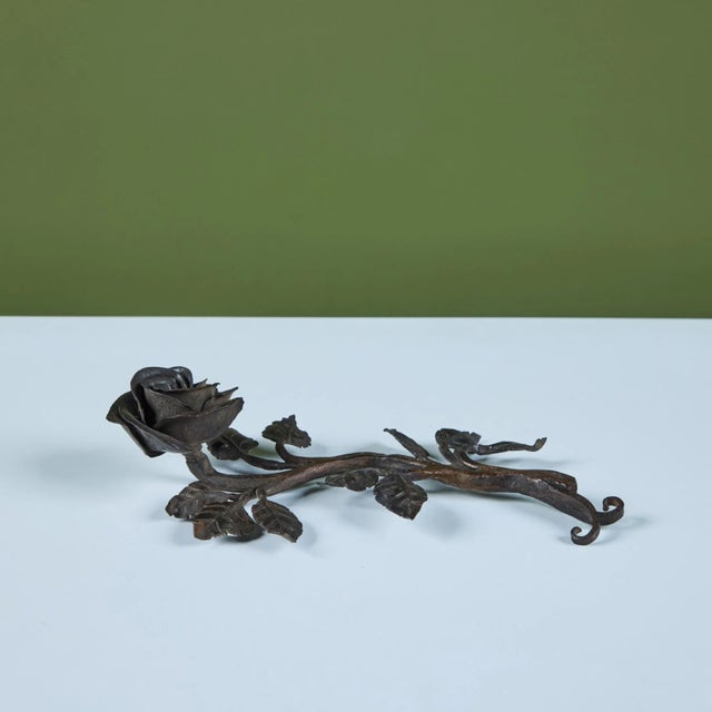 Cast Iron Rose Sculpture For Sale - Image 4 of 12