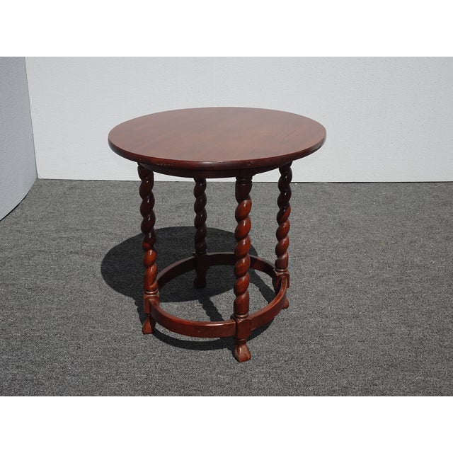 Vintage French Country Small Round Side Table End Table W Barley Twist