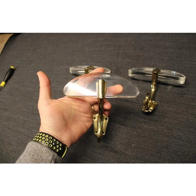 Italian Acrylic & Brass Wall Hangings, 1950s, Set of 3 For Sale - Image 4 of 9