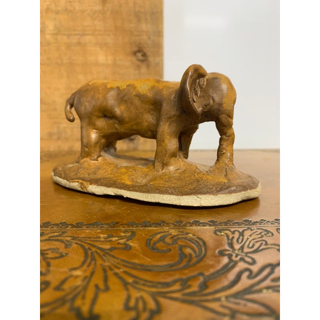 Small Ceramic Folk Art Elephant Sculpture with Wonderful Personality.