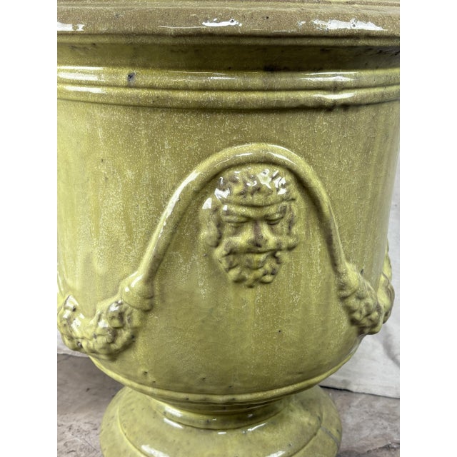 French Large French Anduze Garden Urn in Green Glaze For Sale - Image 3 of 10