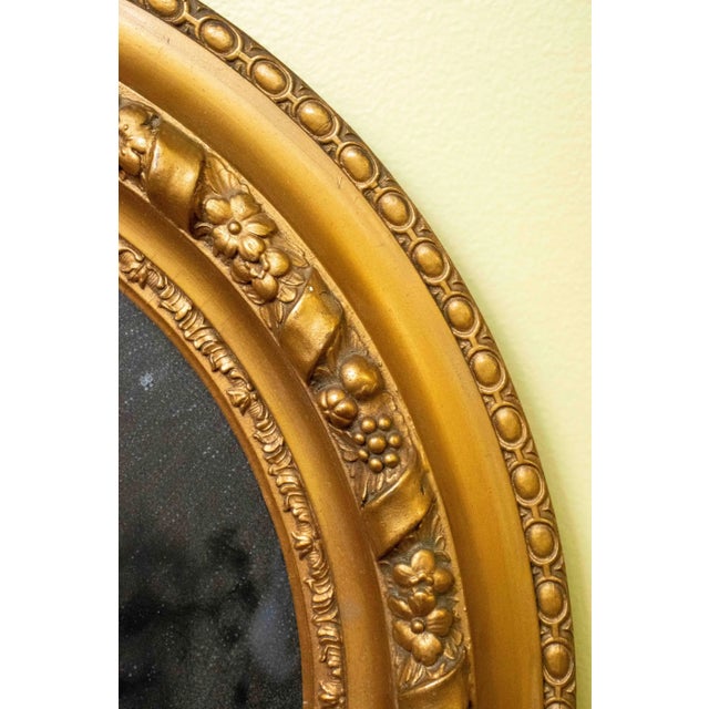 Pair of Antique Victorian Gilded Oval Mirrors in Wood Gesso Frames For Sale - Image 4 of 4