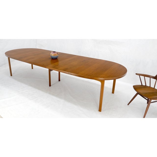 Dux of Sweden Oval Walnut Danish Dining Table w/ 3Leaves Total 135" in Length For Sale - Image 12 of 12