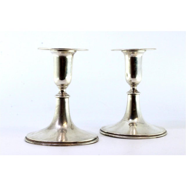 Low Candlesticks in Silver, Set of 2 For Sale - Image 6 of 7