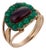 Mid 19th Century Georgian Cabochon Cut Garnet Emerald 10k Rose Gold Ring, Size 8 For Sale