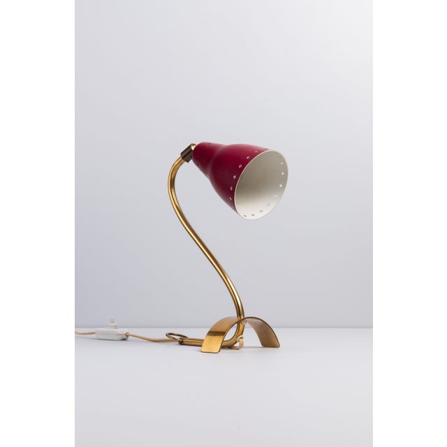 Mid-Century Modern Brass Wall Lamp with Perforated Metal Shade, Sweden, 1950s For Sale - Image 3 of 15