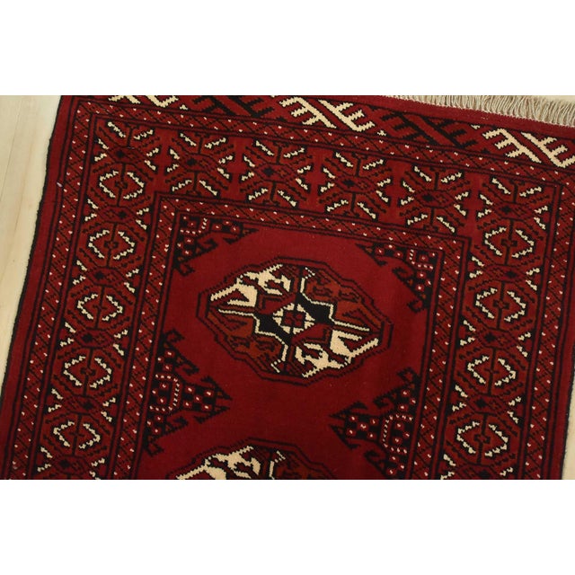 Textile Turkmen Runner 2’6” X 9’7” Red Wool Vintage Tribal Hand-Knotted Oriental Rug For Sale - Image 7 of 13