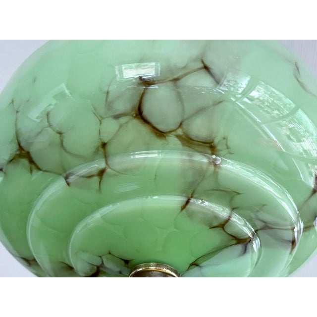 Art Deco Pendant Light in Green Marble Glass, 1930s For Sale - Image 18 of 18