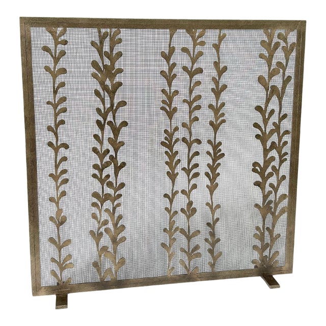 Aged Silver Penelope Fireplace Screen Iron For Sale