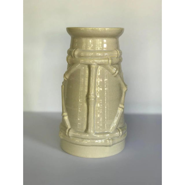 Mid century modern Royal Haeger Bamboo Vase made in USA. Color is cream/light yellow-ish. Size is 5" at base and 4.25" at...