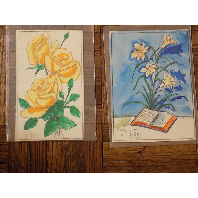 Original Vintage Mid 20th C. Watercolors-Floral Still Life-E. Pell-Set of 12 For Sale In Cincinnati - Image 6 of 11